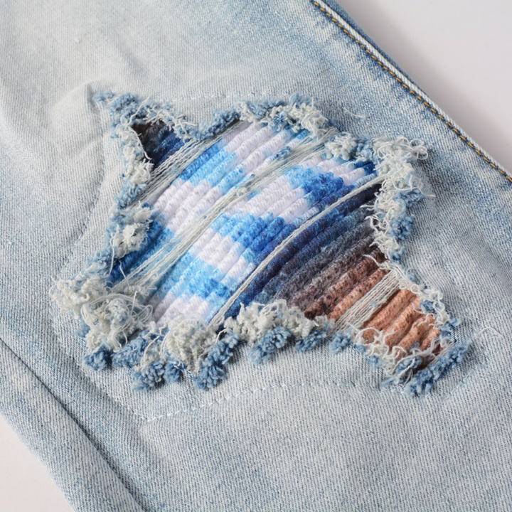 Amiri Patch Logo Jeans Herren Blau – Luxuriöse Slim Fit Designer Denim