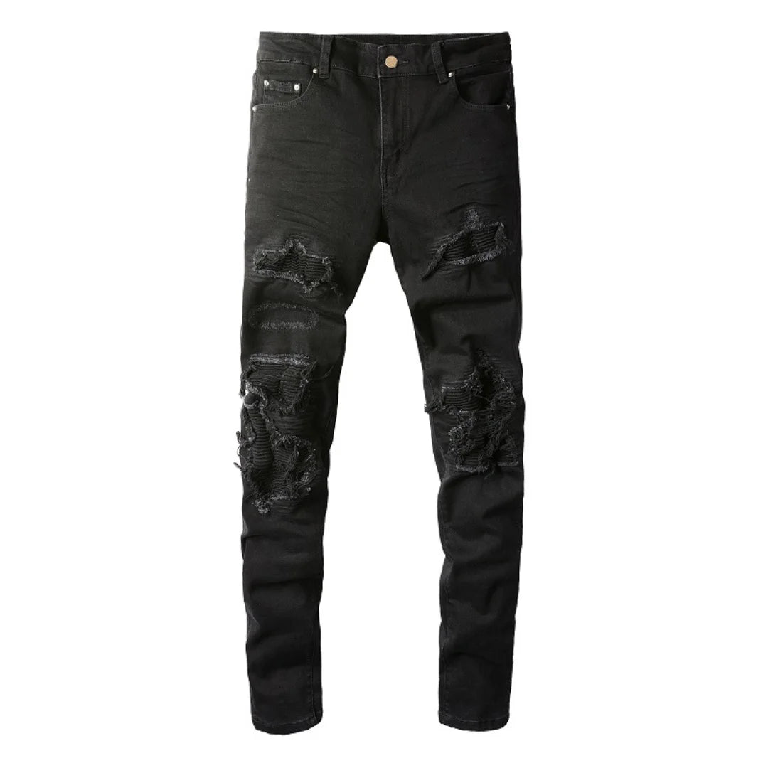 Amiri Schwarze Zerrissene Slim Fit Jeans für Herren – Luxus Designer Denim