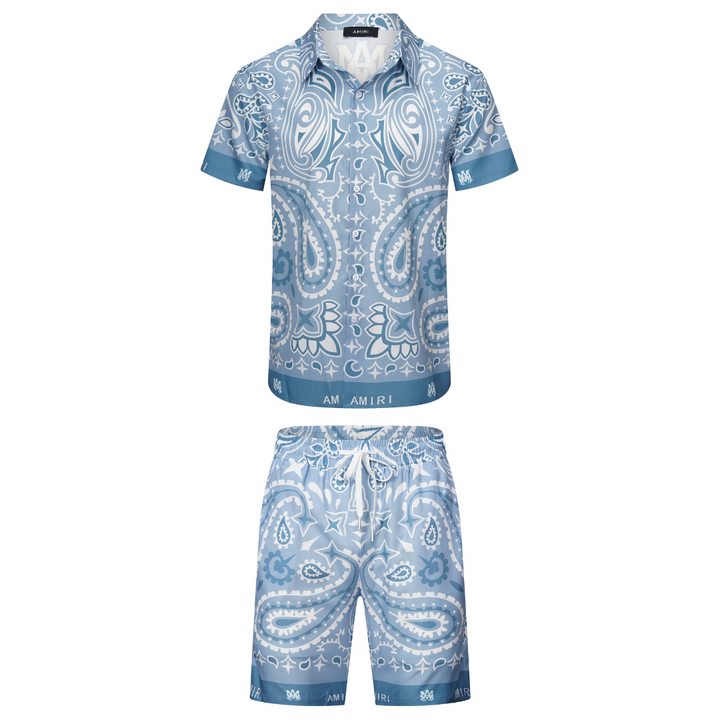 Amiri Herren Logo Kurzarm-Set – Luxuriöser Sommer-Streetwear-Anzug