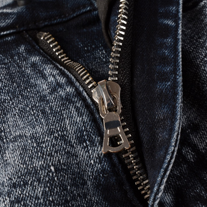 Amiri Herren Designer Jeans Schwarz Patchwork Slim Fit Rock-Style