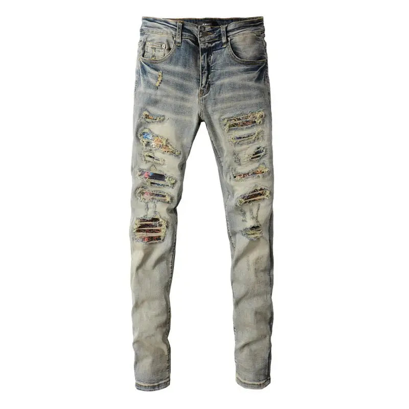 Amiri Designer Gradient Blue Jeans Herren Slim Fit Denim Hose Farbverlauf