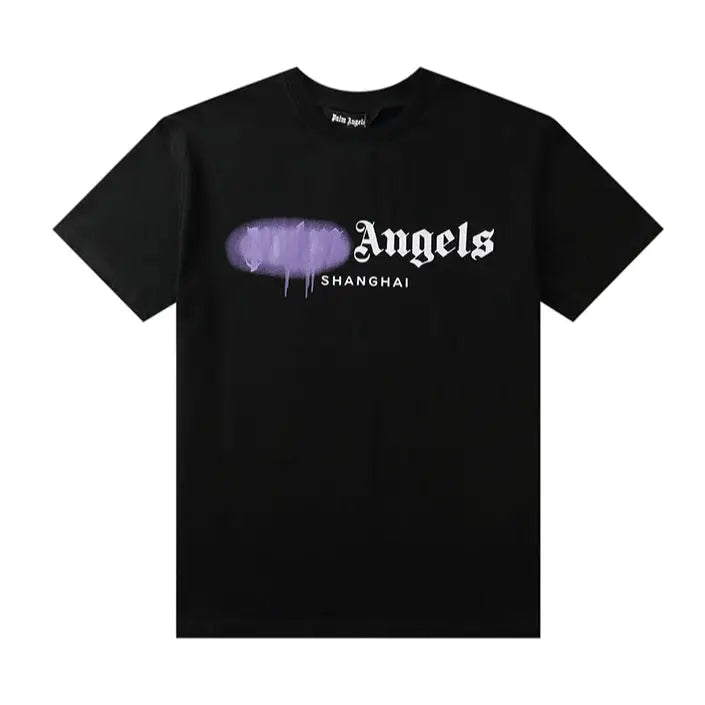Exklusives Palm Angels Shanghai Logo T-Shirt Herren Baumwolle Schwarz Kurzarm