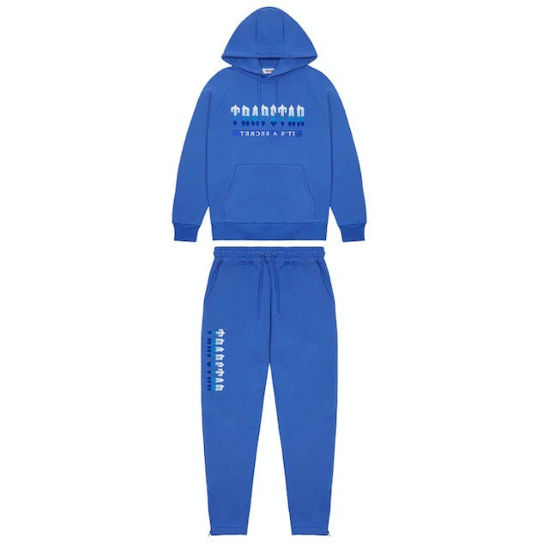 Luxuriöser Trapstar Decoded 2.0 Schillernder Blauer Chenille Trainingsanzug