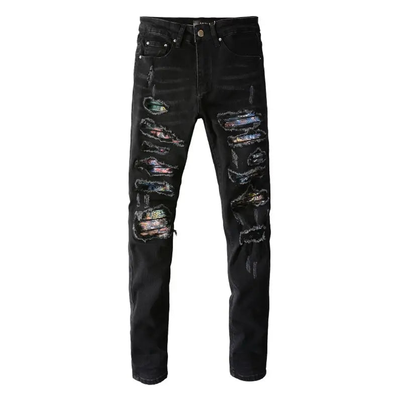 Amiri Camouflage Patch Jeans: Luxuriöse Designer Denim im Rock'n'Roll Stil