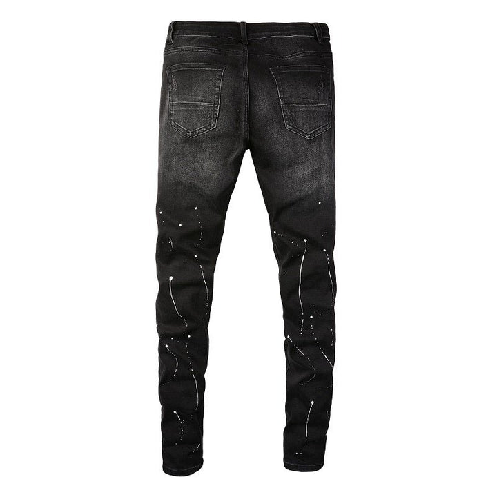 Amiri Paint Diamonds Schwarze Luxus Jeans Herren Denim Streetstyle Hosen