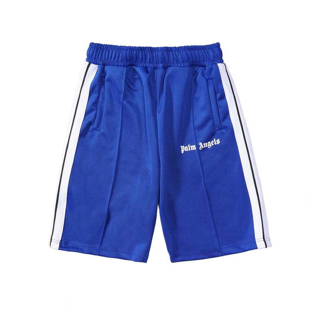 Stilvolle Palm Angels Blaue Sport-Shorts für Herren mit Logo-Print und Bequemer Passform
