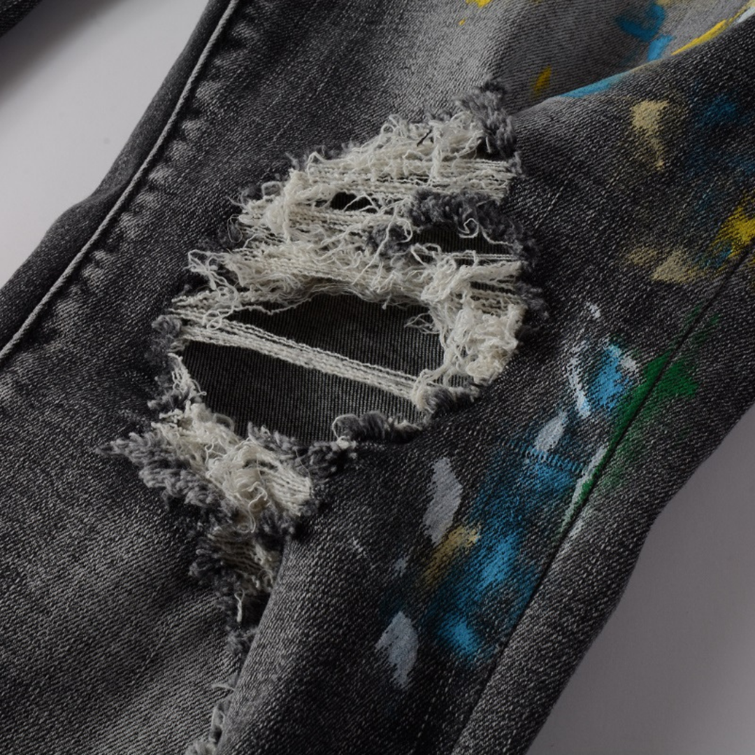 Amiri Distressed Paint Jeans Herren – Luxus Designer Denim mit Kunstvollen Farbspritzern