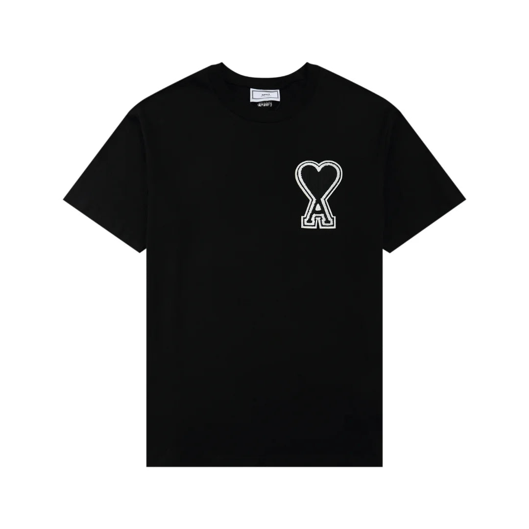 AMI Paris Herz-T-Shirt Hochwertige Baumwolle Unisex Kurzarm T-Shirt Französischer Chic