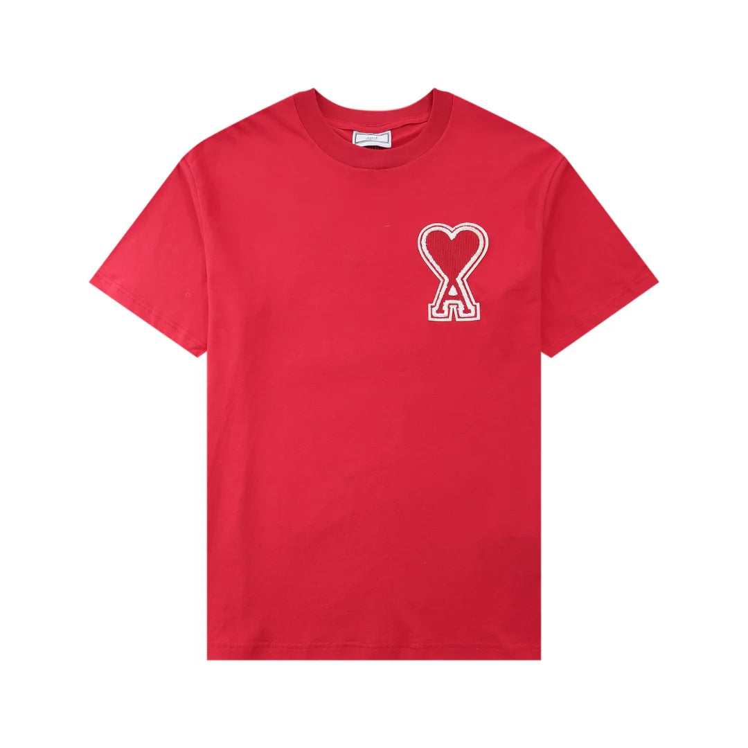 AMI Paris Unisex Baumwoll-T-Shirt mit Herz-Logo-Stickerei – Elegant und Zeitlos