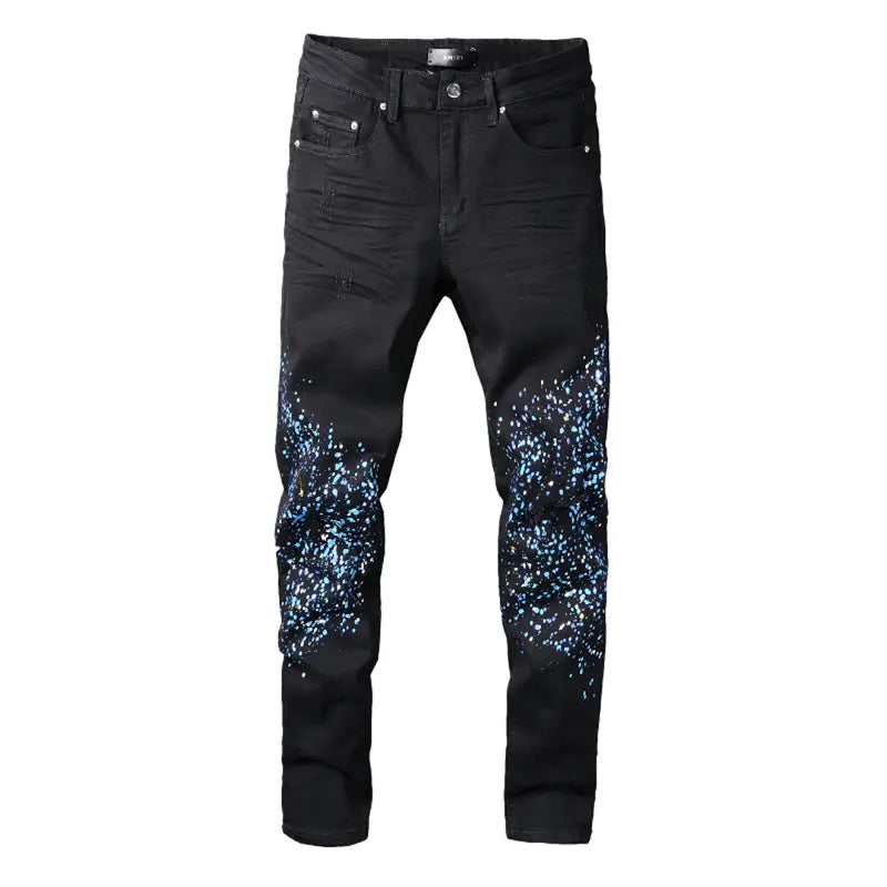 Luxuriöse Amiri Paint Splatter Jeans für Herren – Distressed Streetwear Denim