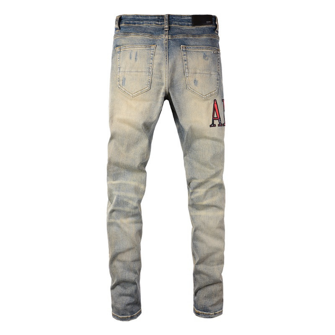 Amiri Luxuriöse Designer Logo Blue Jeans – Ultimativer Rock'n'Roll Street Style
