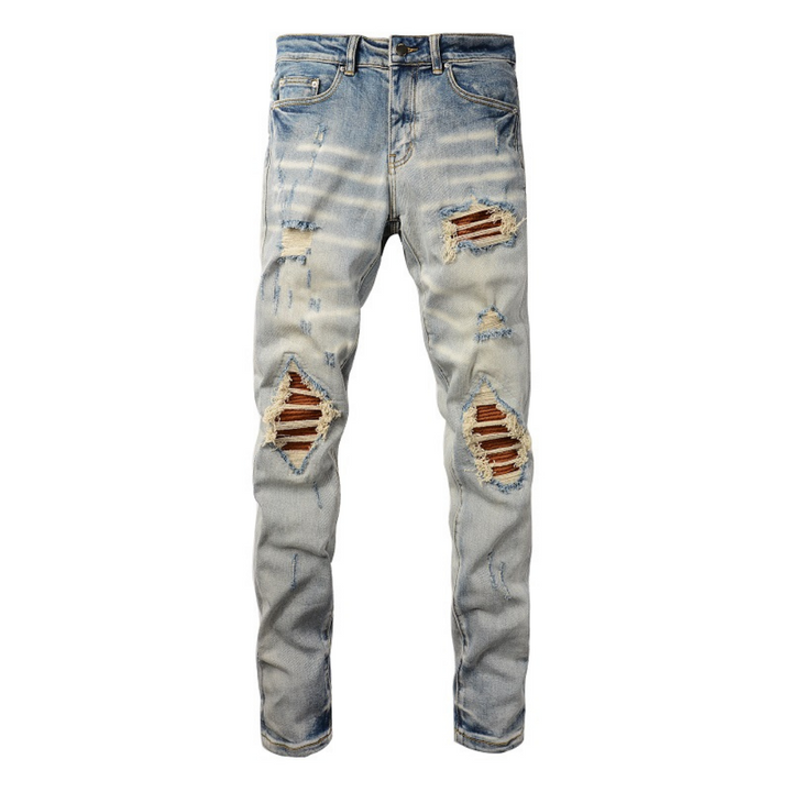 Amiri Designer Patch Distressed Jeans für Herren – Stylische Ripped Denim Hose