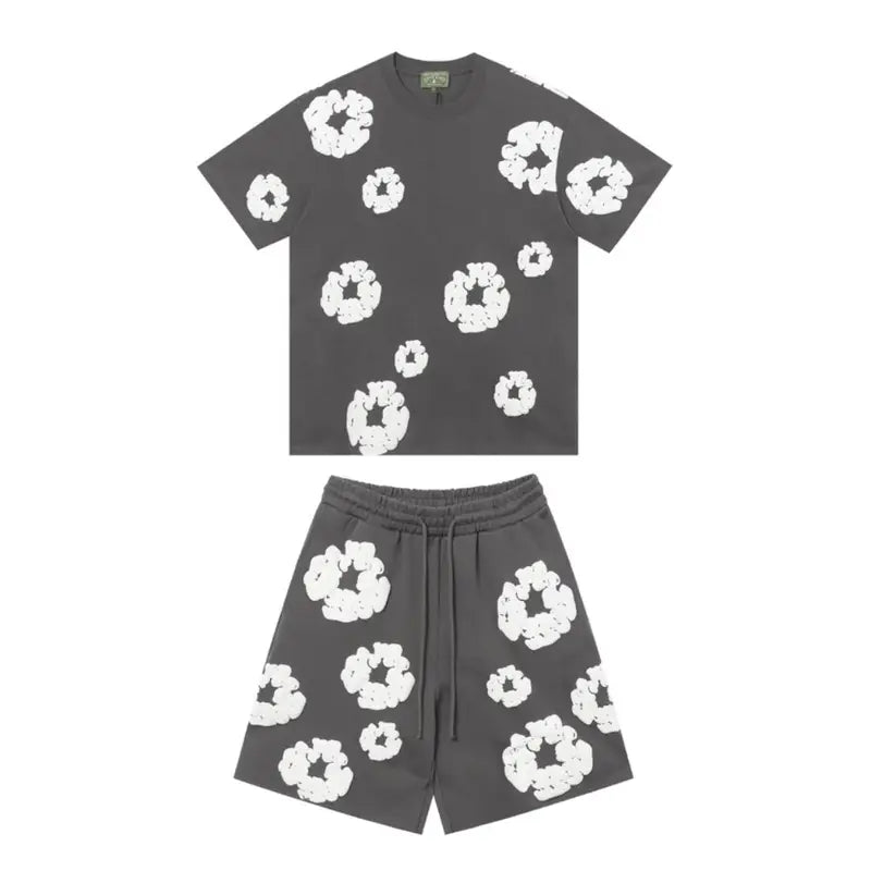 Denim Tears Carbon Baumwolle Short Set: Stylisch, Bequem, Lässig für den Sommer