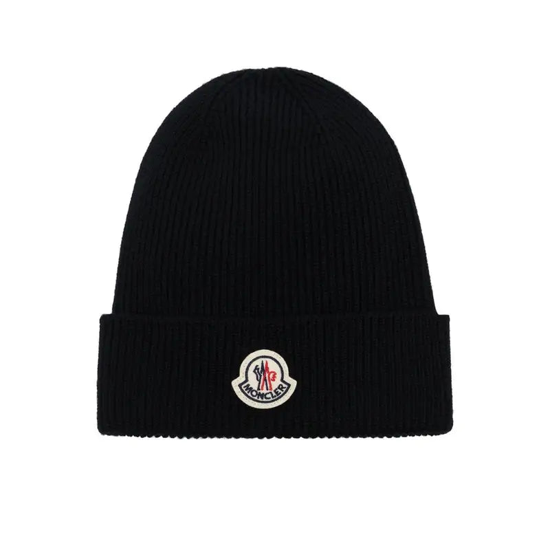 Moncler Luxus Schwarze Wintermütze – Wärme und Stil für kalte Tage
