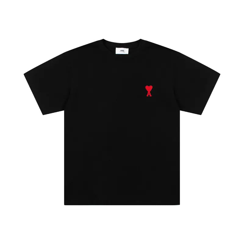 AMI Paris Unisex Baumwoll-T-Shirt mit ikonischem Herz-Logo, Designer Freizeit Shirt