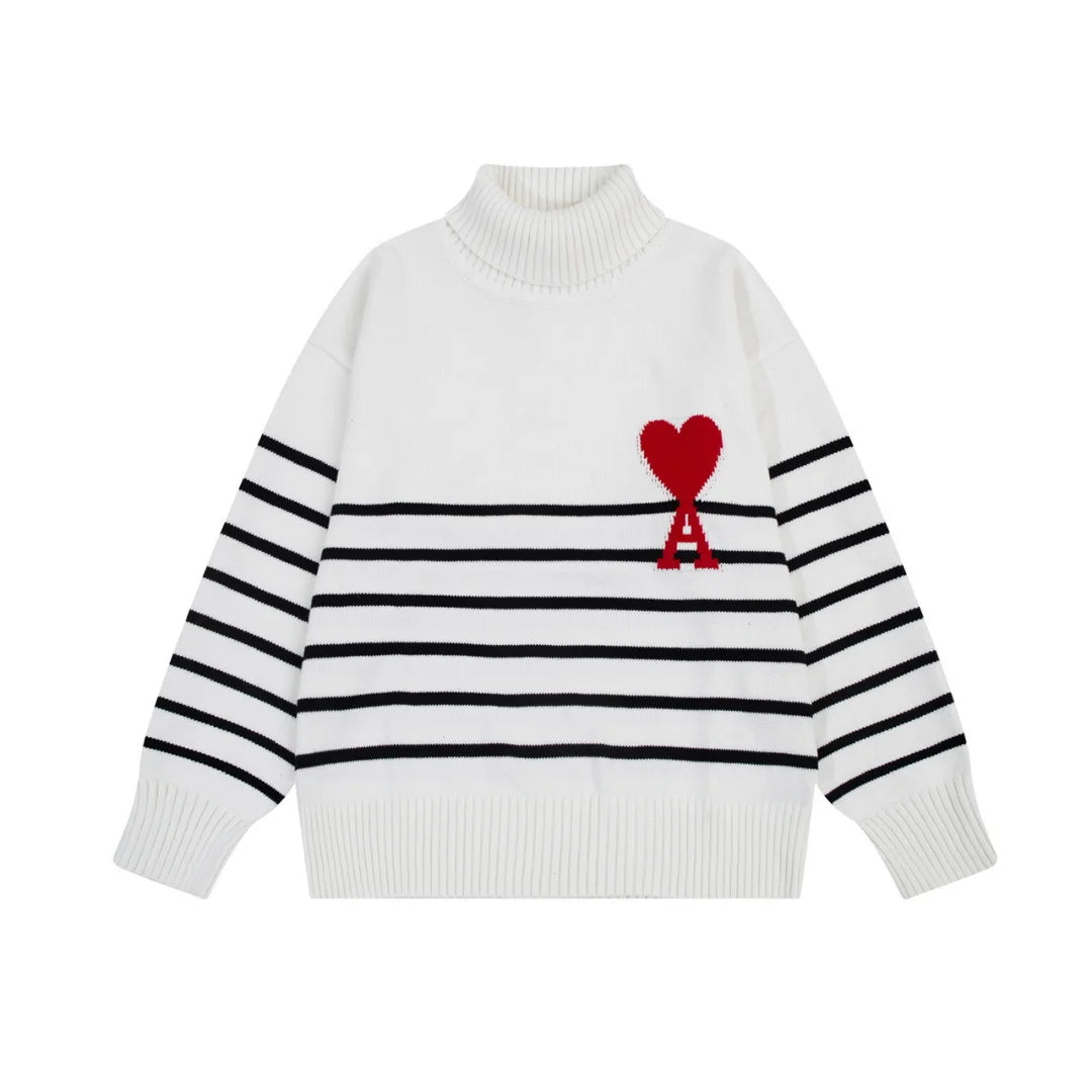 AMI Paris Herz-Logo Pullover Unisex – Bequem, Stilvoll, Pariser Chic Strickpullover