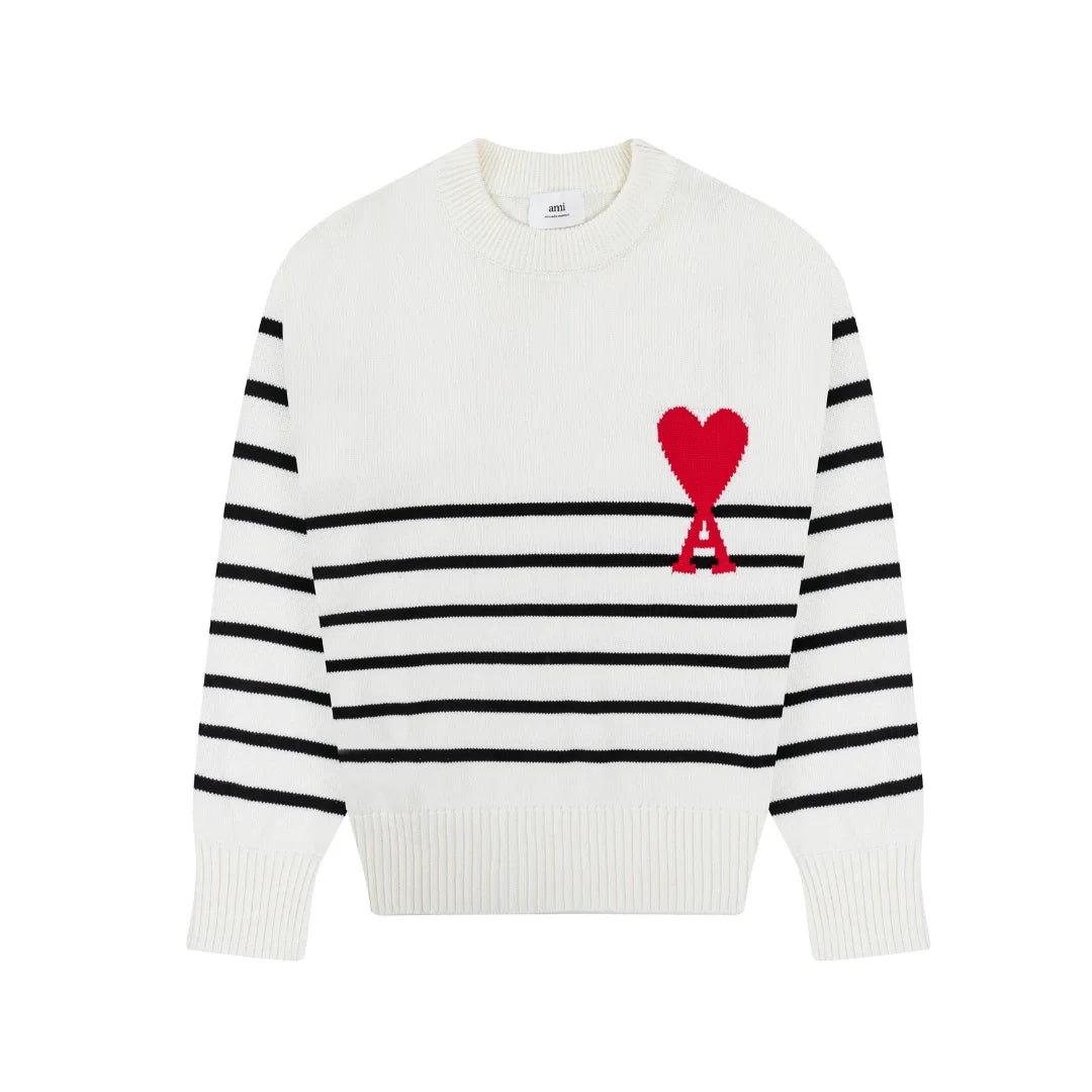 AMI Paris Unisex Baumwollpullover Herz-Logo Komfortabler Stilvoller Luxus Sweater