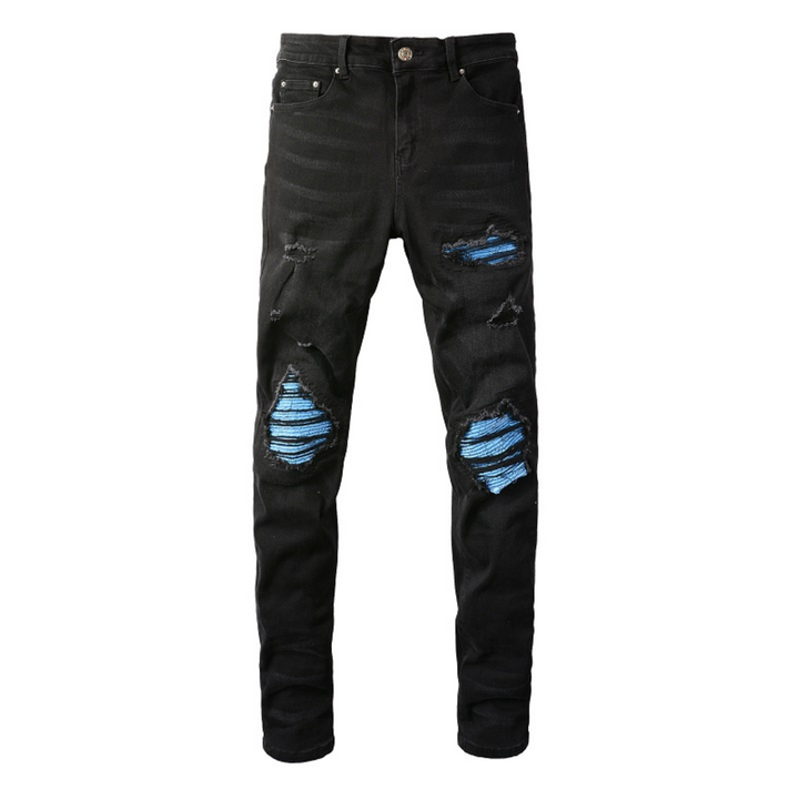 Amiri Herren Luxus Jeans: Blauer Farbverlauf, Schwarz, Slim Fit