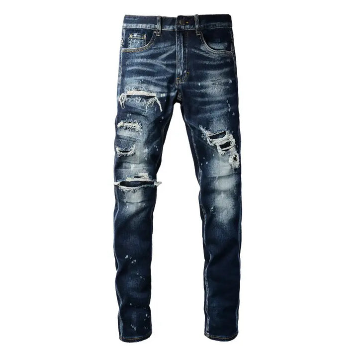 Amiri Paint Drip Blaue Herrenjeans – Luxuriöser Streetwear-Stil mit einzigartigem Design