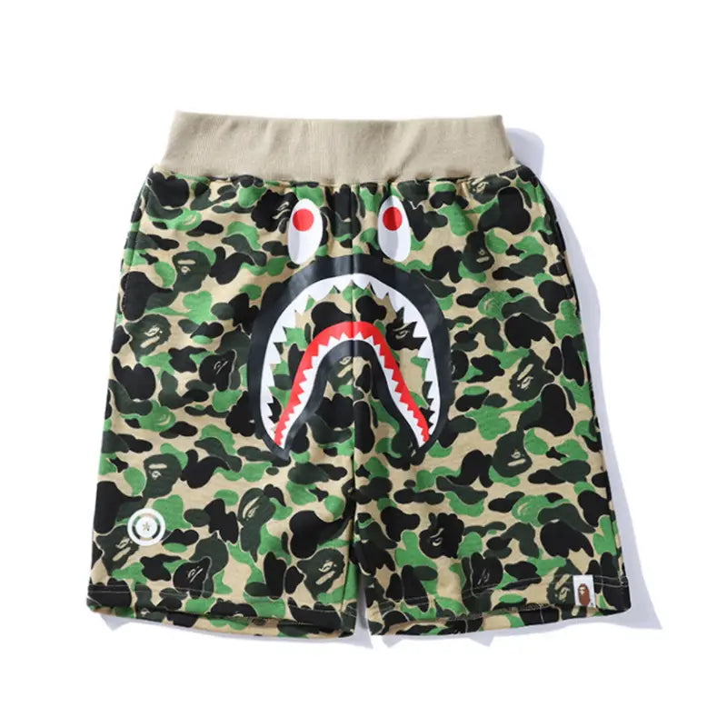BAPE Shark Camo Streetwear Shorts für Herren – Bequeme Baumwolle Freizeit Bermuda