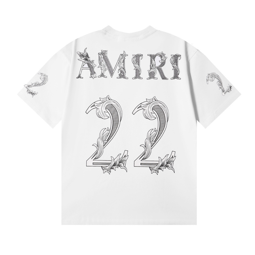 Stylisches Amiri '22' Herren T-Shirt Schwarz, Kurzarm, Bequemer Baumwoll-Streetwear-Look