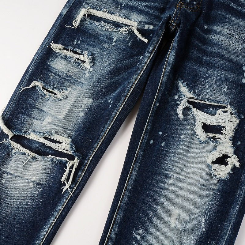 Amiri Paint Drip Blaue Herrenjeans – Luxuriöser Streetwear-Stil mit einzigartigem Design