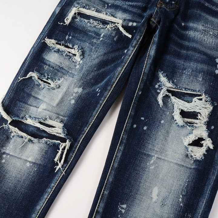 Amiri Paint Drip Blaue Herrenjeans – Luxuriöser Streetwear-Stil mit einzigartigem Design