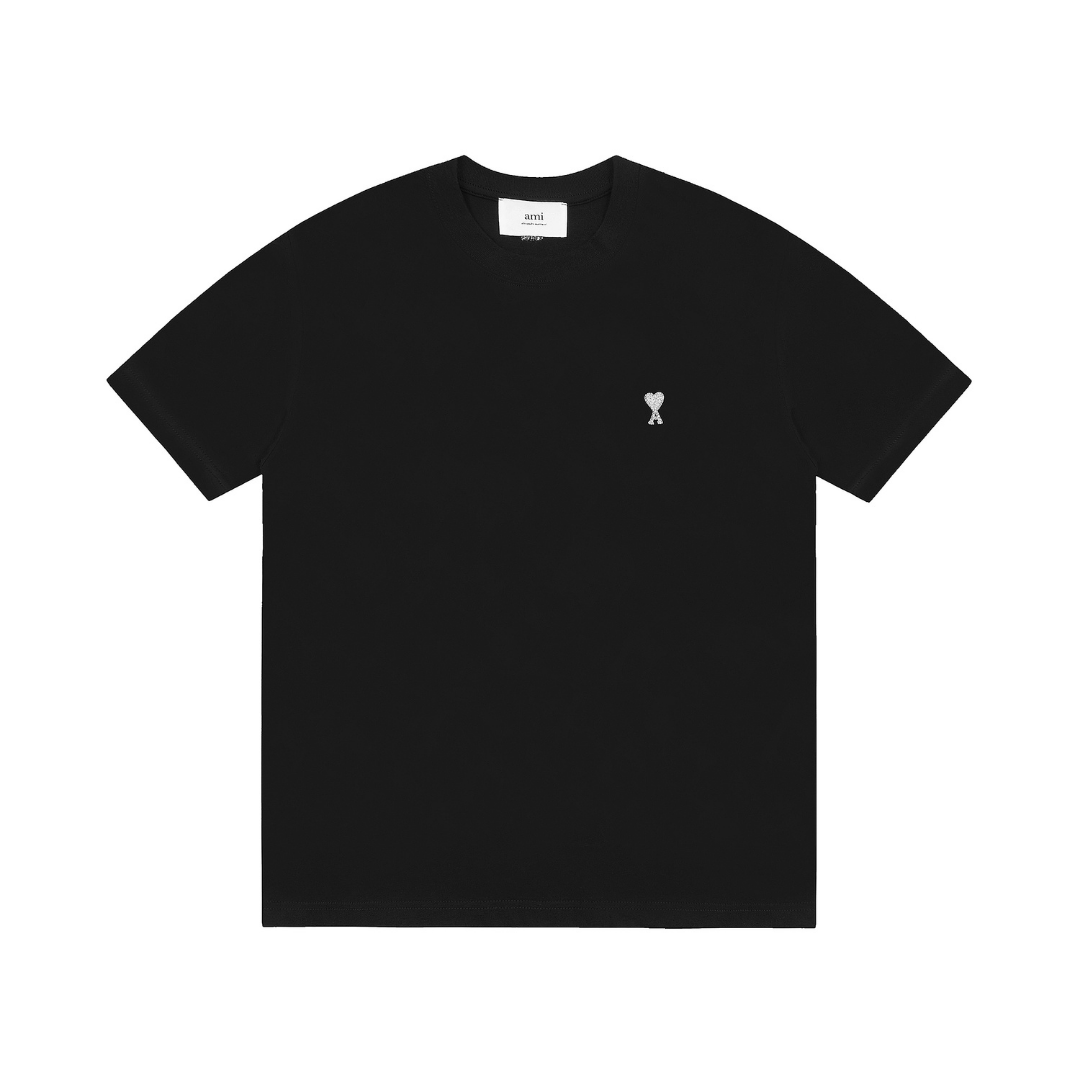 AMI Paris Unisex Baumwoll-T-Shirt mit Herzlogo – Komfortables Designer Basic