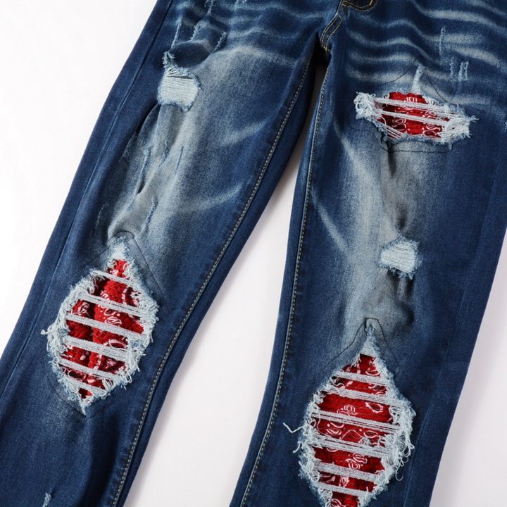 Amiri Rote Bandana Jeans für Herren – Luxuriöser Designer Denim mit Muster