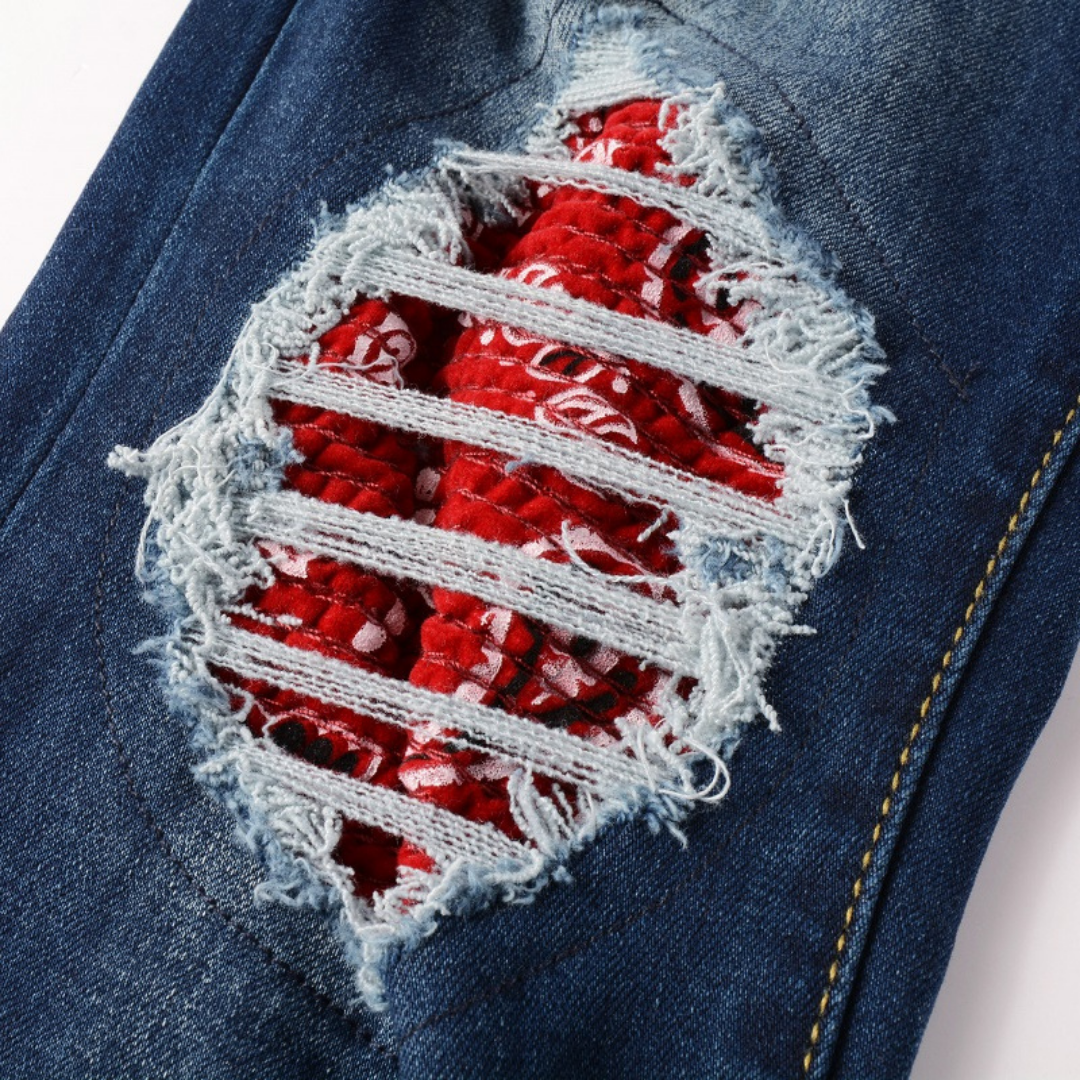 Amiri Rote Bandana Jeans für Herren – Luxuriöser Designer Denim mit Muster