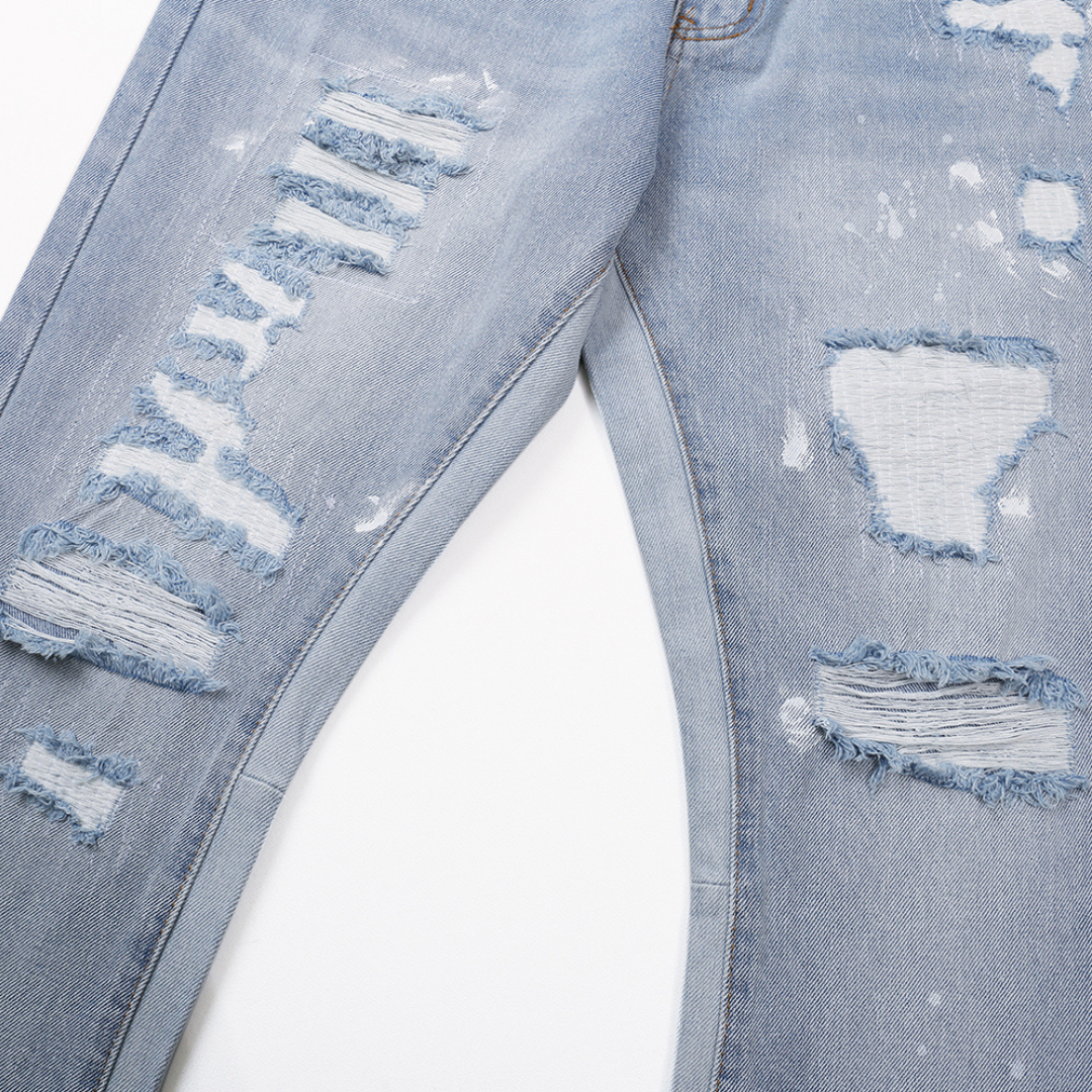 Gallery Dept. Bemalte Jeans: Luxuriöse Streetwear, Distressed Denim, Loose Fit