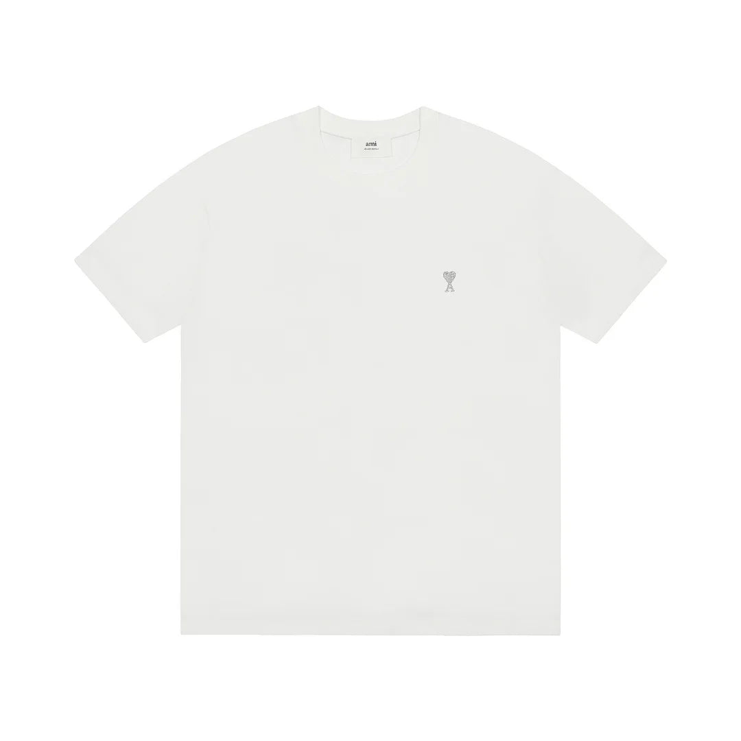 AMI Paris Unisex T-Shirt aus Baumwolle mit Herzlogo – Luxuriöses Designer Basic