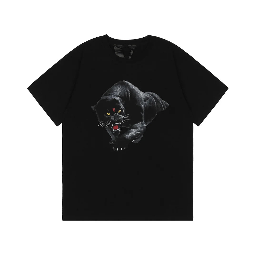 V-LONE Schwarzes V Panther T-Shirt: Lässiges Urban Streetwear Statement Unisex