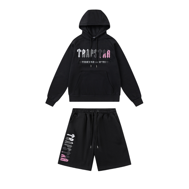 Trapstar Decoded 2.0 Kapuzen-Trainingsanzug Schwarz-Pink – Stylischer Urban Streetwear Look