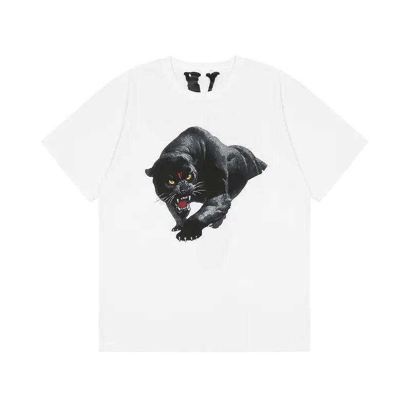 V-LONE Schwarzes V Panther T-Shirt: Lässiger Streetwear Baumwoll-Look für Herren