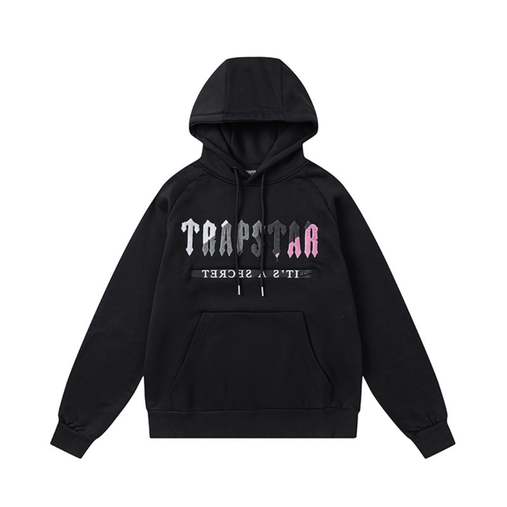 Trapstar Decoded 2.0 Kapuzen-Trainingsanzug Schwarz-Pink – Stylischer Urban Streetwear Look