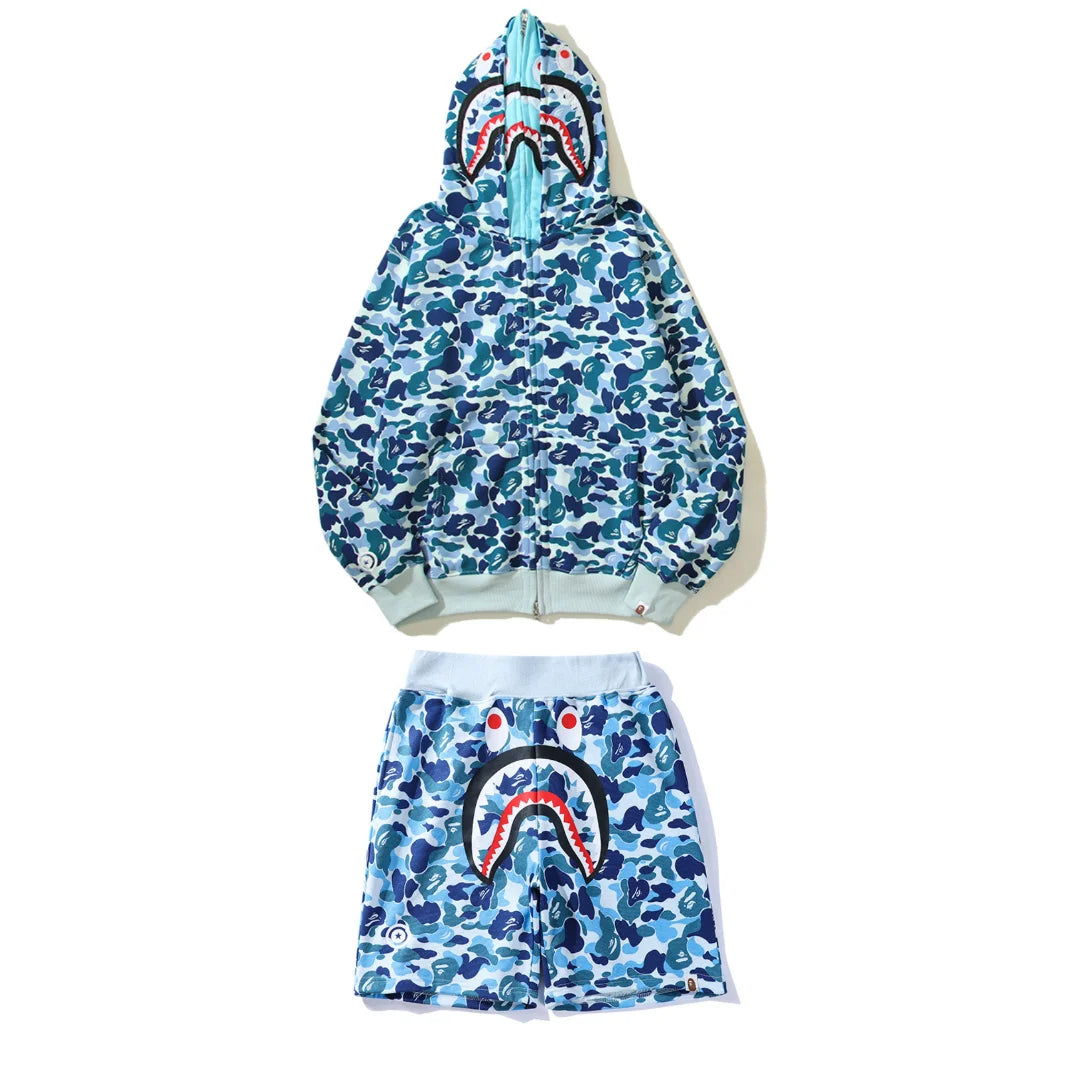 Stylisches BAPE Camo Set: Premium Kapuzenpullover & Shorts für Streetwear-Fans