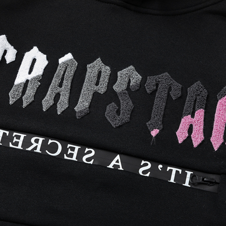 Trapstar Decoded 2.0 Kapuzen-Trainingsanzug Schwarz-Pink – Stylischer Urban Streetwear Look