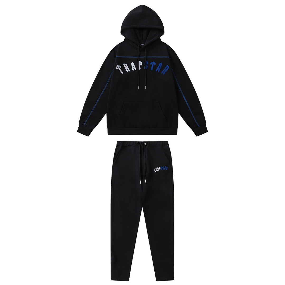 Trapstar Irongate Arch Chenille Trainingsanzug Schwarz-Blau für Herren