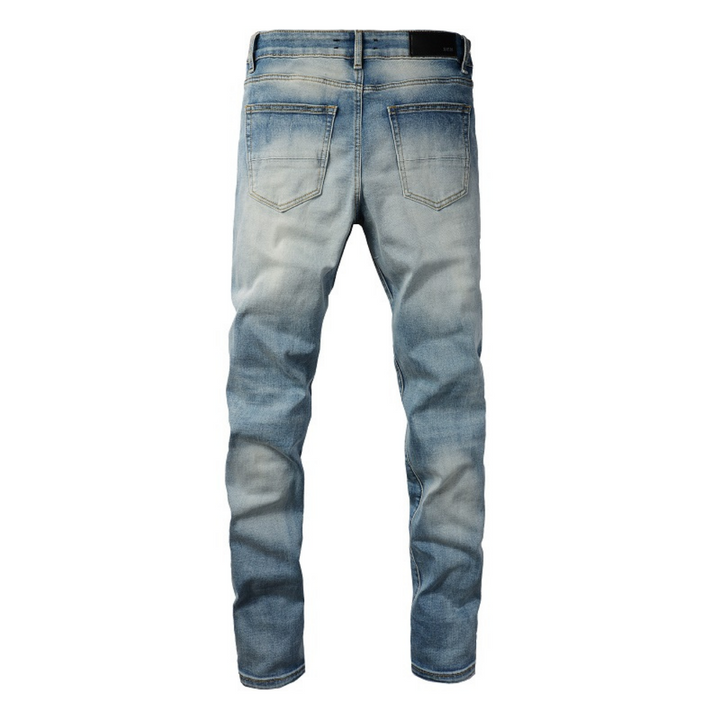 Amiri Rote Diamant-Patch Jeans: Luxuriöse Designer Denim mit Stretch Slim Fit