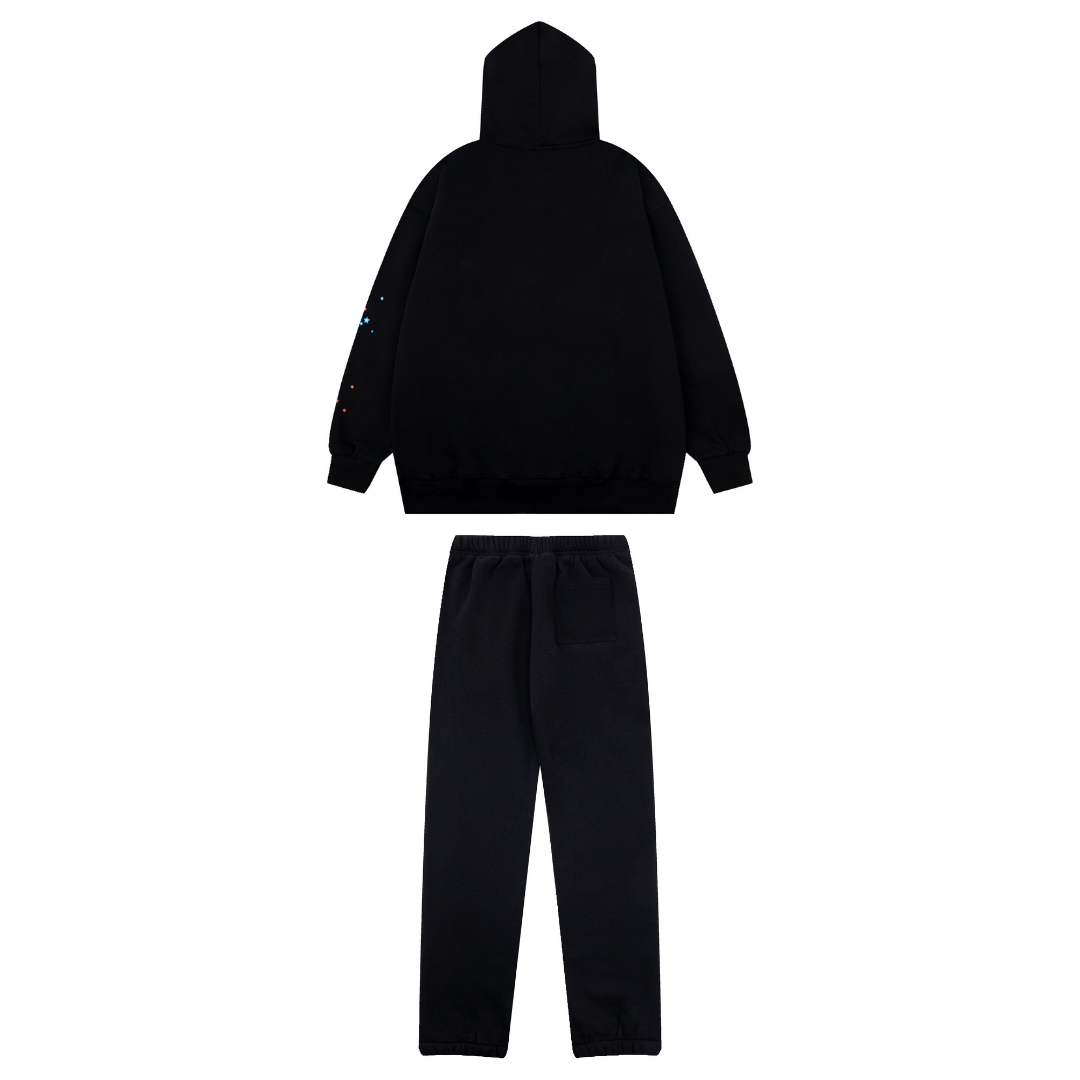 SP5DER Premium Jogginganzug Set: Bequemer Streetwear Freizeitanzug für Herren, Schwarz
