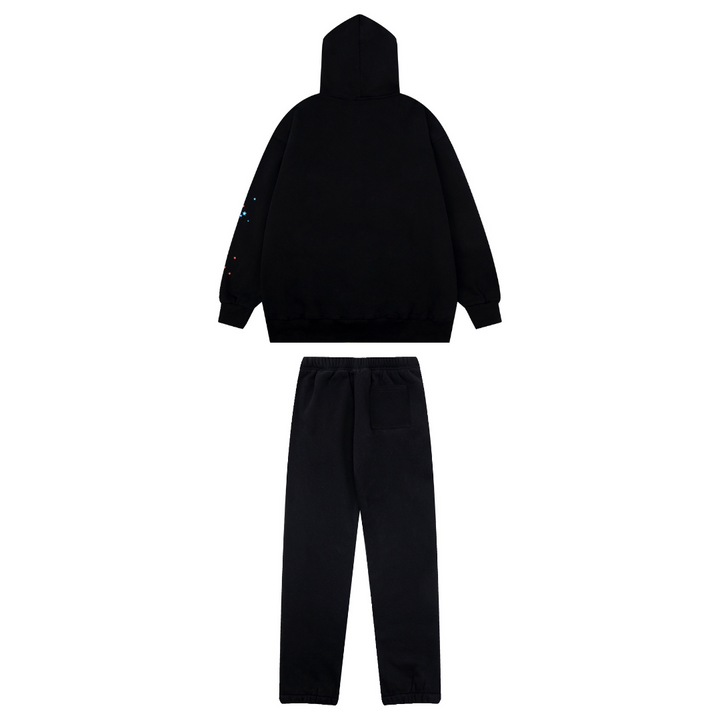 SP5DER Premium Jogginganzug Set: Bequemer Streetwear Freizeitanzug für Herren, Schwarz