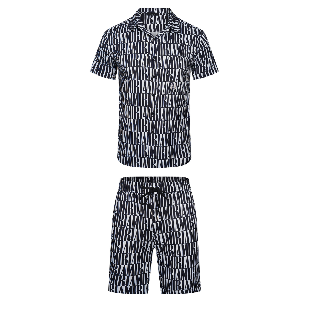 Luxuriöses Amiri Jacquard Kurzset Herren Freizeitanzug Stylisch Bequem Sommer Outfit