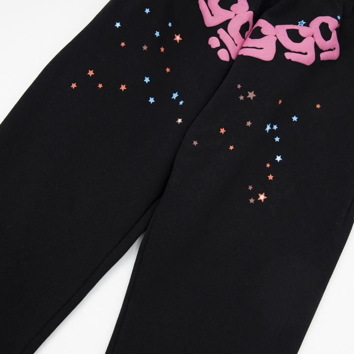 SP5DER Premium Jogginganzug Set: Bequemer Streetwear Freizeitanzug für Herren, Schwarz