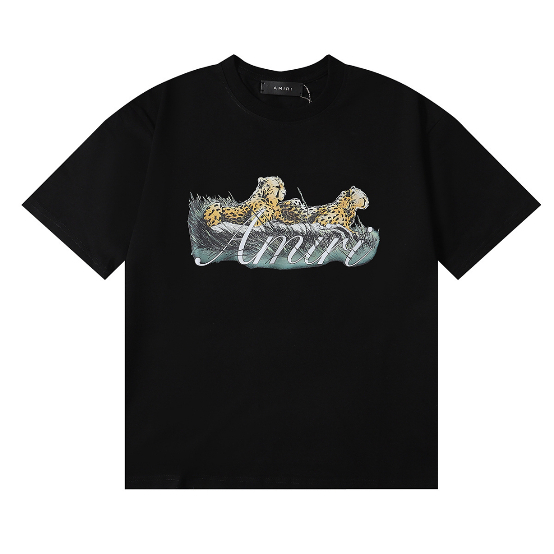 Luxuriöses Amiri Cheetah T-Shirt: Stilvolles Wildkatzen-Design für moderne Streetwear-Looks