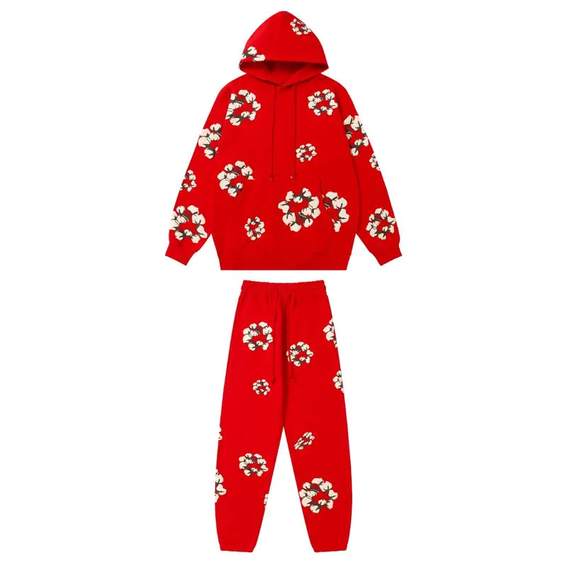Denim Tears Kaktus Rot Trainingsanzug Set – Stylischer Komfort für Streetwear Liebhaber