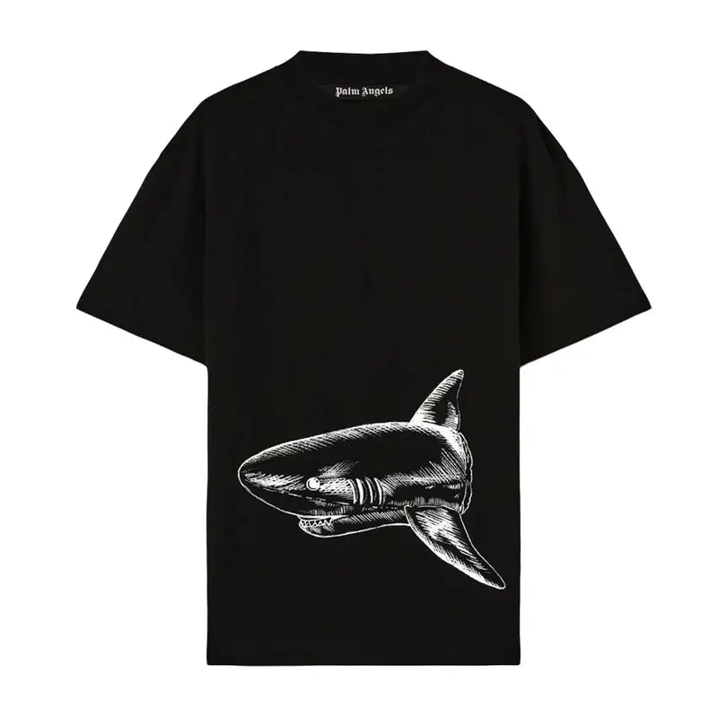Palm Angels Shark T-Shirt: Luxuriöses Designer-Shirt mit Haifisch-Print, Urbaner Stil