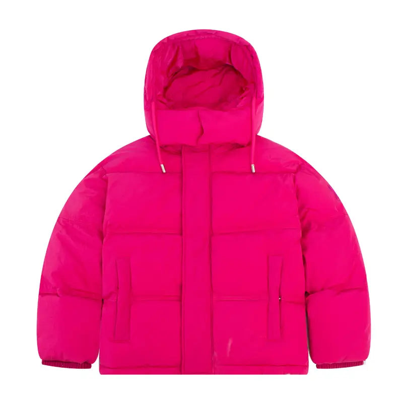 Luxuriöse AMI Paris Damen Rosa Pufferjacke: Trendige Wärme für Stilbewusste