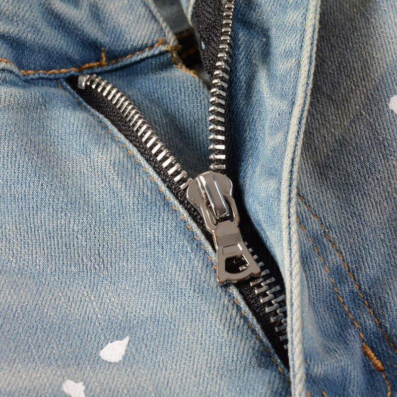 Exklusive Amiri Diamond Blue Jeans Herren, Designer Slim Fit Denim Hose