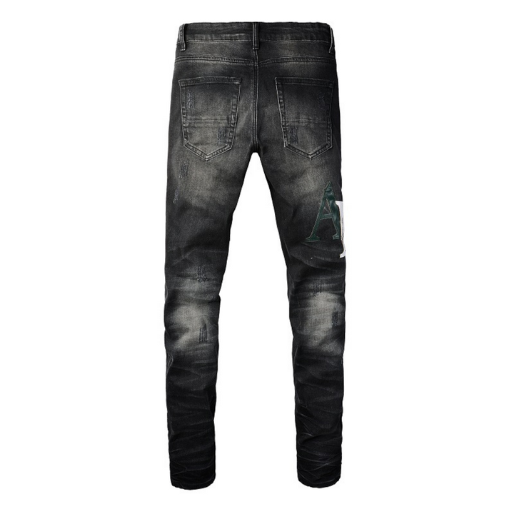 Amiri Logo Distressed Schwarze Jeans – Stylische Designer Denim für Herren